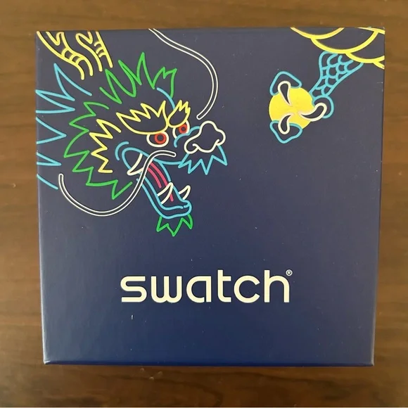 NEW Swatch Year of the Dragon Watch Red Blue Swiss Chinese Dragon in Waves Swiss - Picture 5 of 9